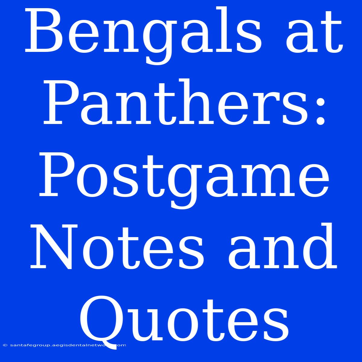 Bengals At Panthers: Postgame Notes And Quotes