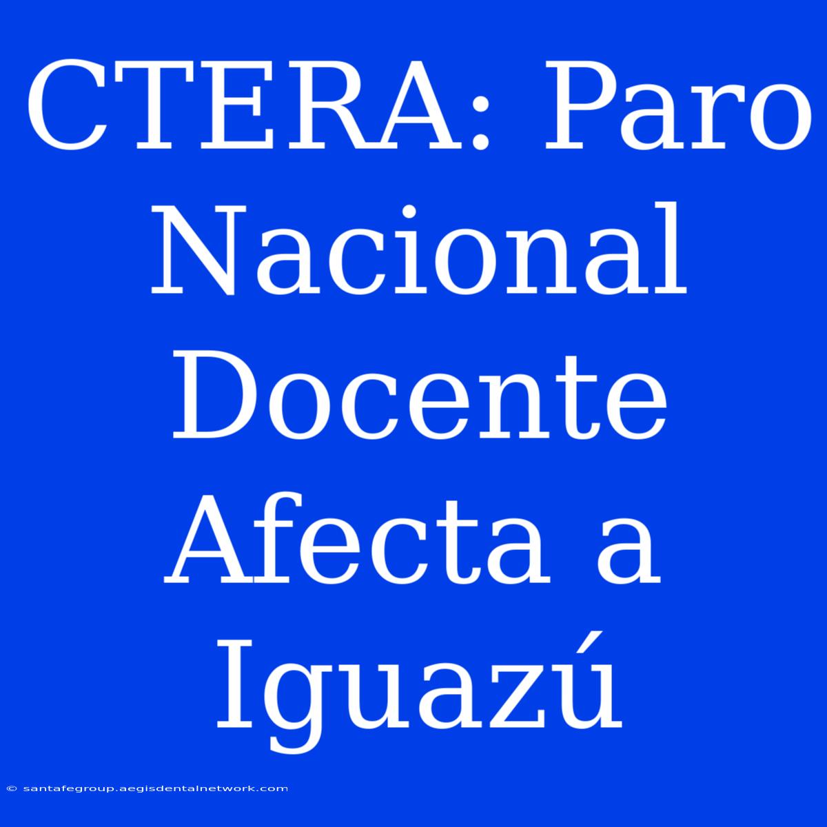 CTERA: Paro Nacional Docente Afecta A Iguazú