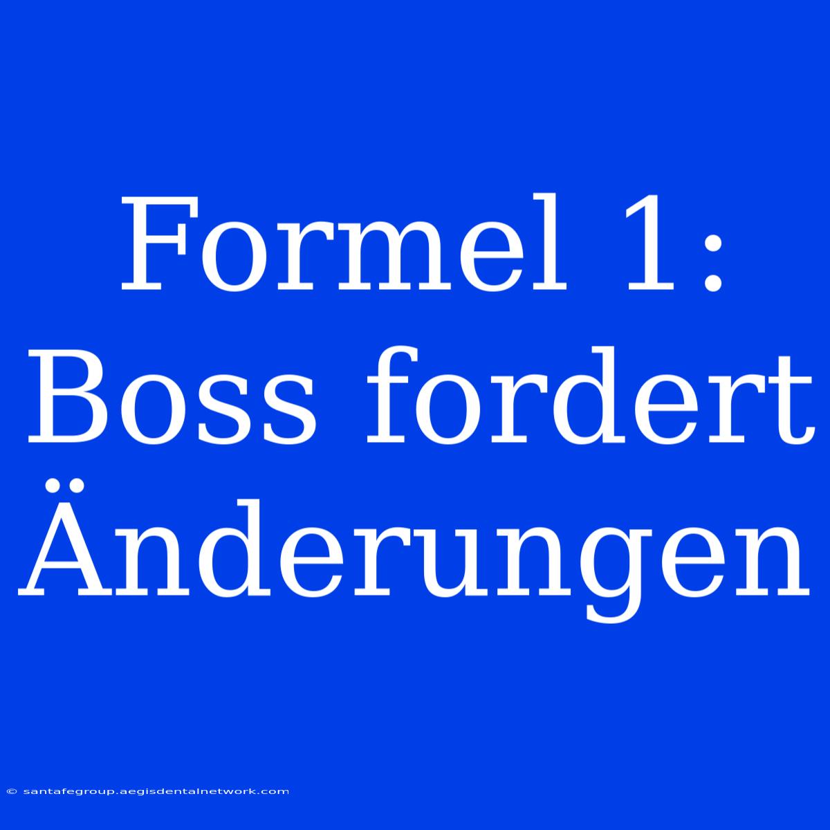 Formel 1: Boss Fordert Änderungen