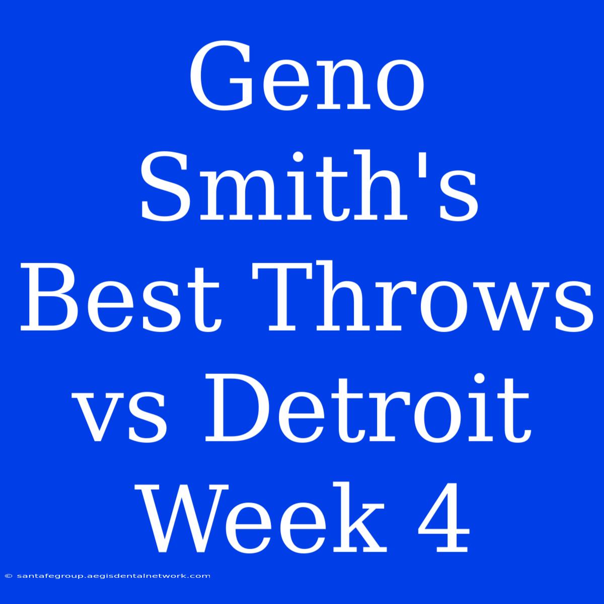 Geno Smith's Best Throws Vs Detroit Week 4