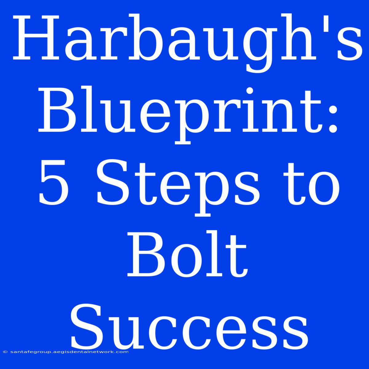 Harbaugh's Blueprint: 5 Steps To Bolt Success