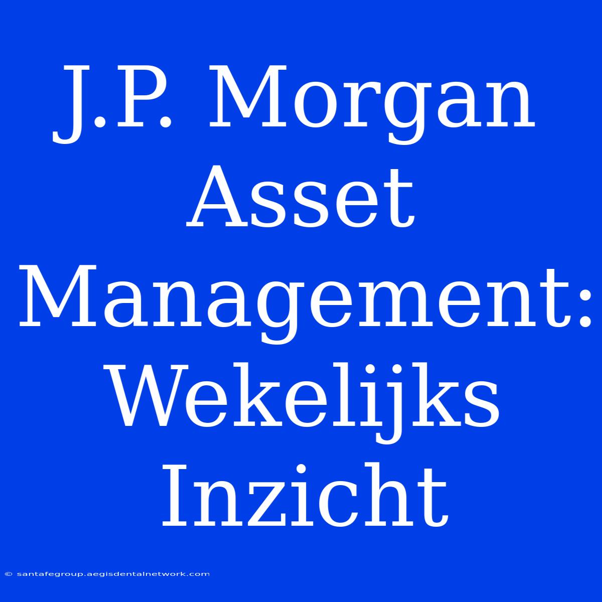 J.P. Morgan Asset Management: Wekelijks Inzicht