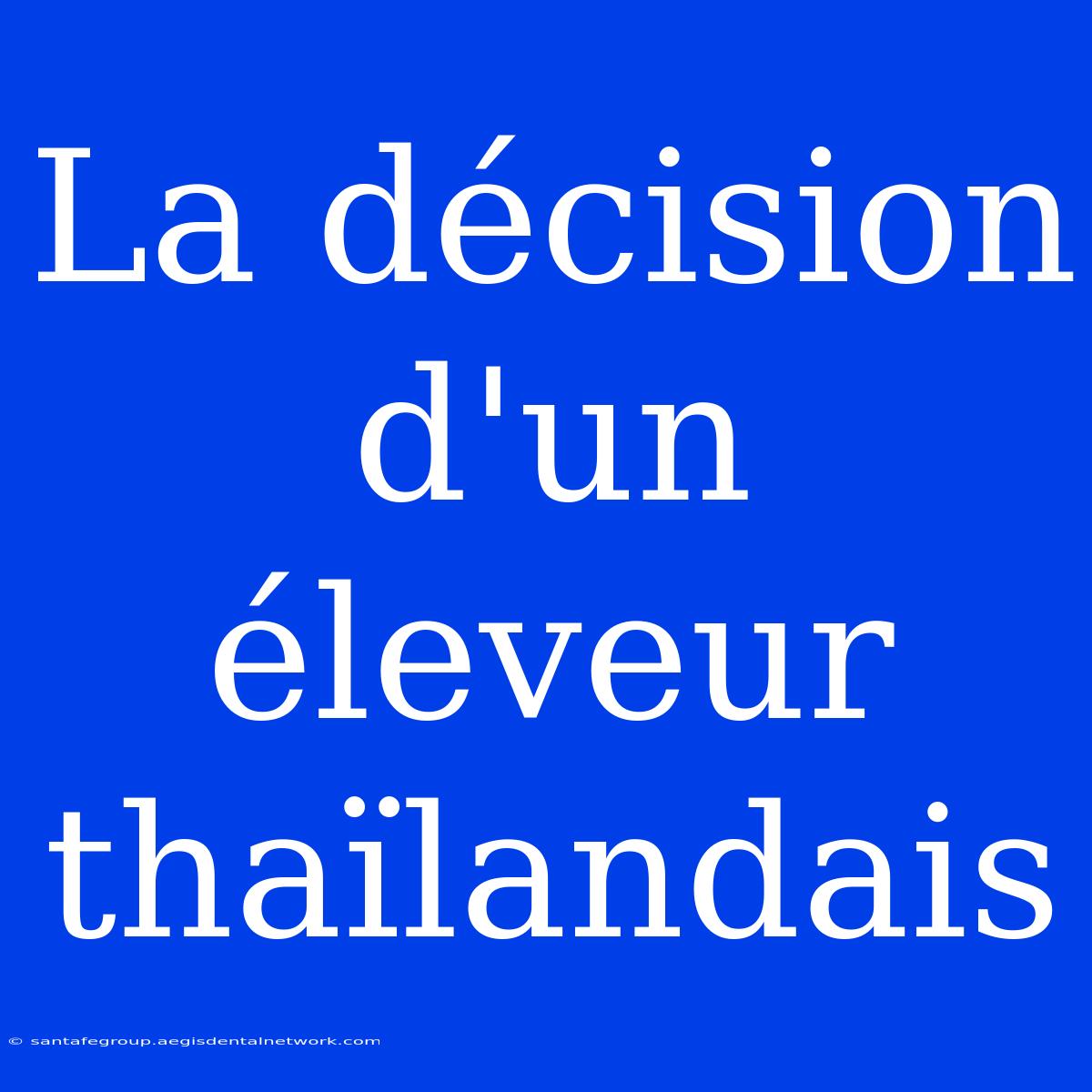 La Décision D'un Éleveur Thaïlandais 