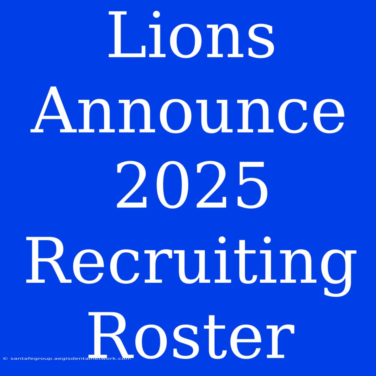 Lions Announce 2025 Recruiting Roster