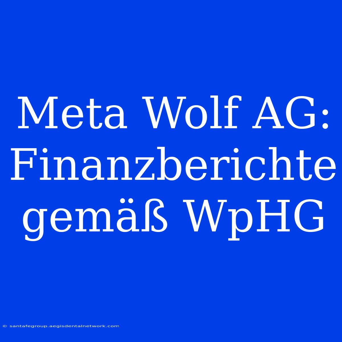 Meta Wolf AG: Finanzberichte Gemäß WpHG