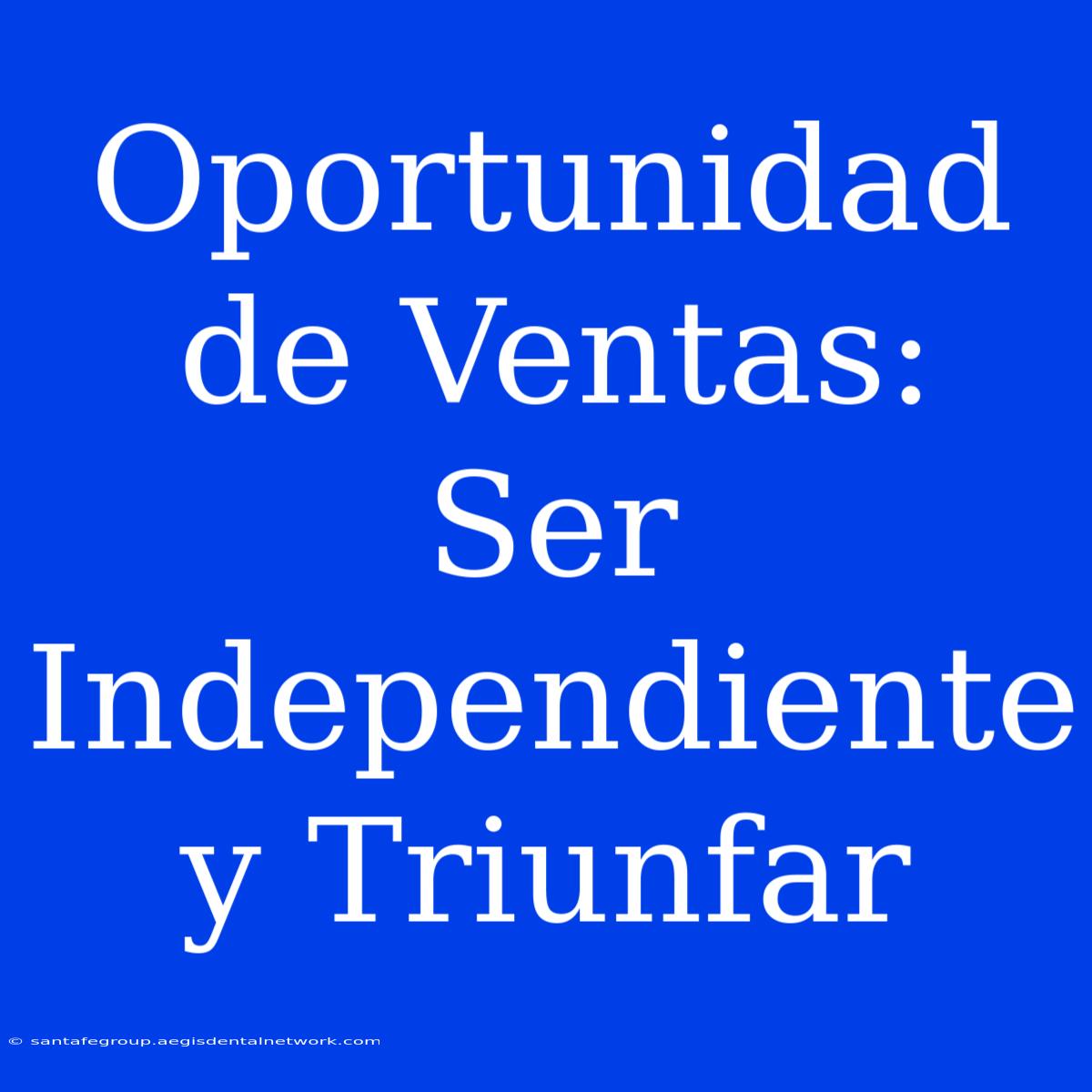 Oportunidad De Ventas: Ser Independiente Y Triunfar