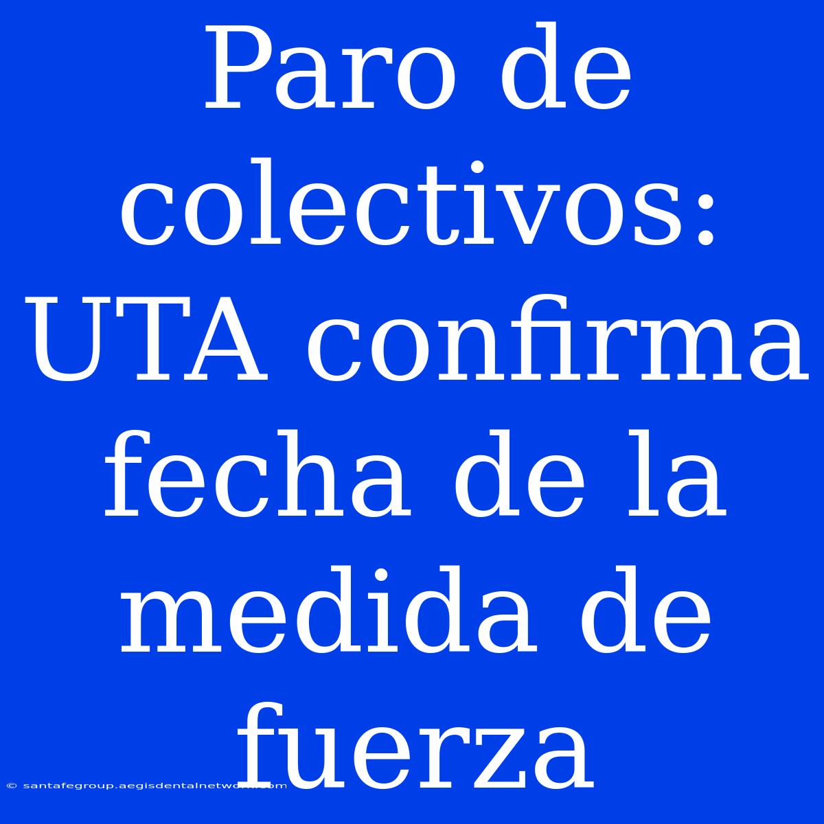 Paro De Colectivos: UTA Confirma Fecha De La Medida De Fuerza