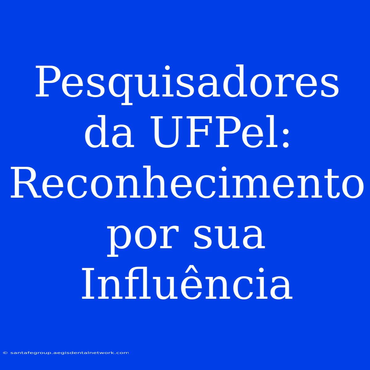 Pesquisadores Da UFPel: Reconhecimento Por Sua Influência