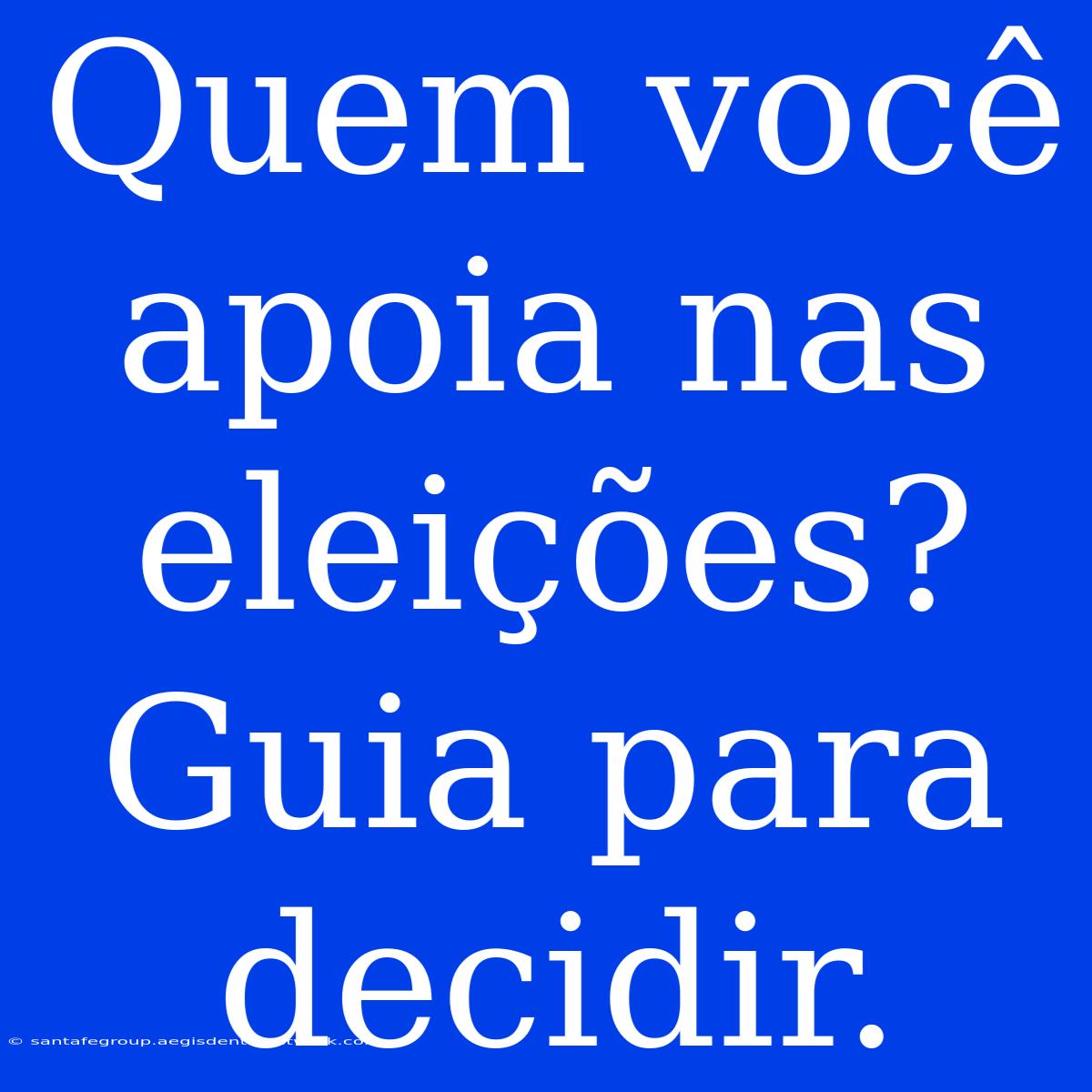 Quem Você Apoia Nas Eleições? Guia Para Decidir.