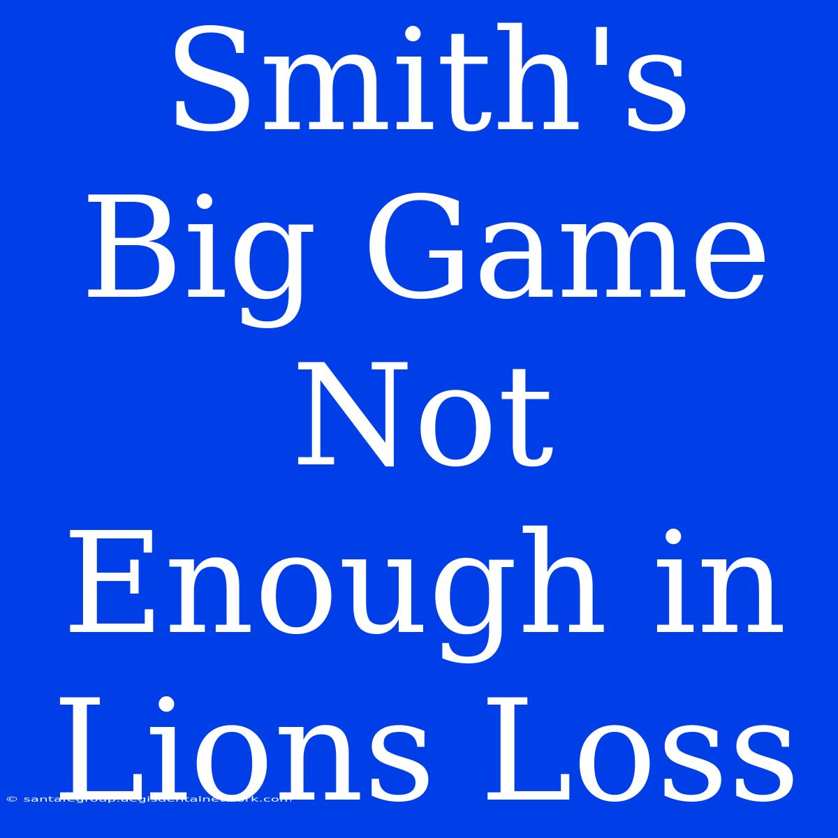 Smith's Big Game Not Enough In Lions Loss