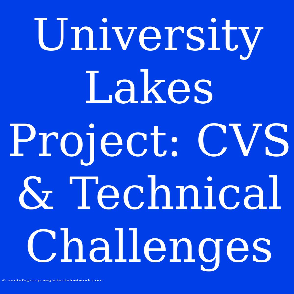 University Lakes Project: CVS & Technical Challenges