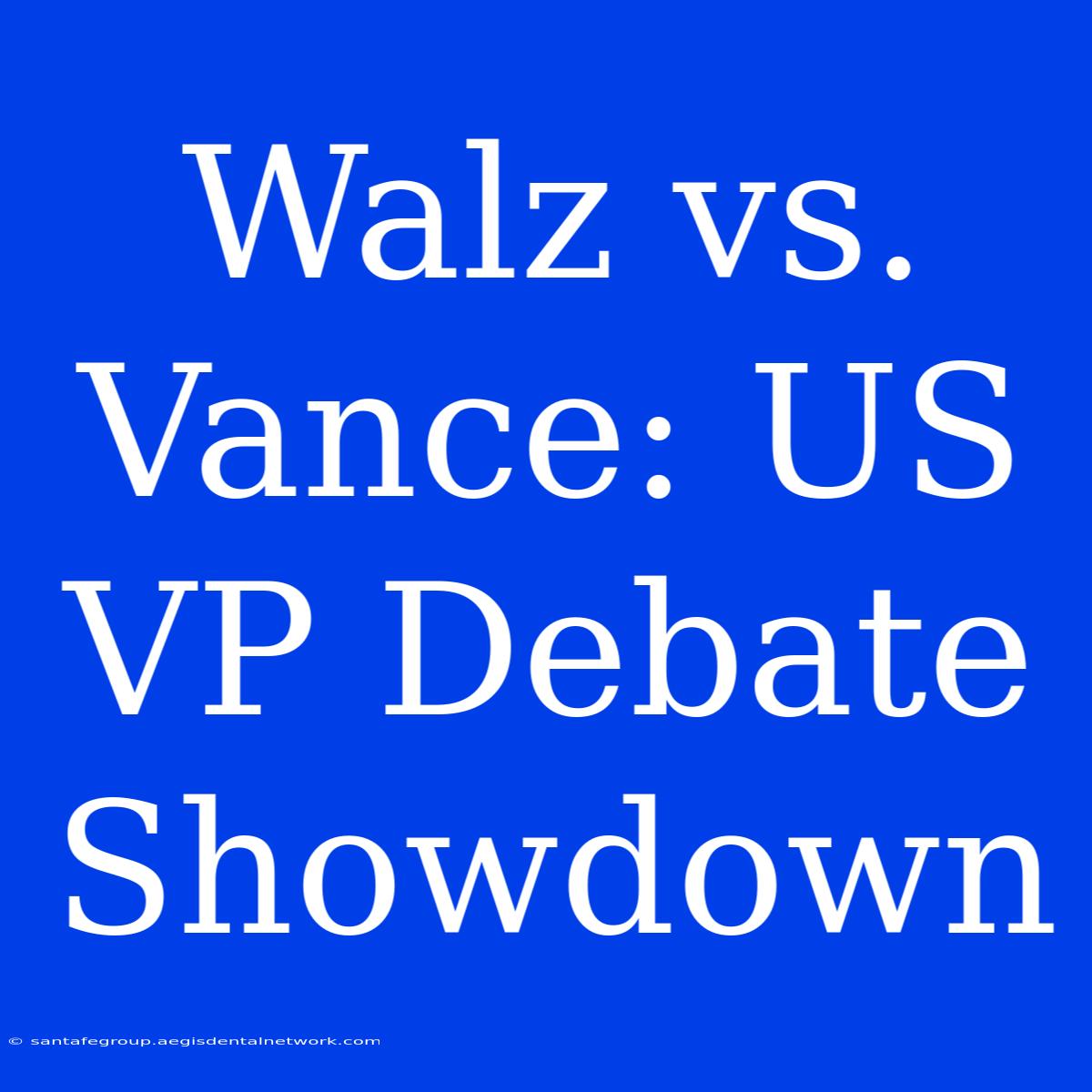 Walz Vs. Vance: US VP Debate Showdown