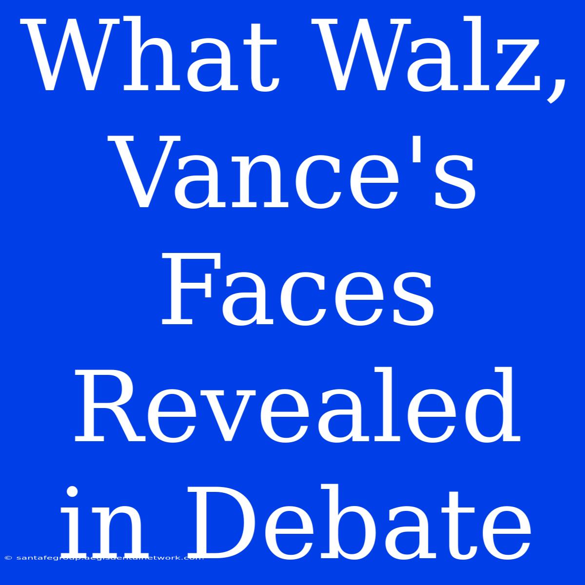 What Walz, Vance's Faces Revealed In Debate